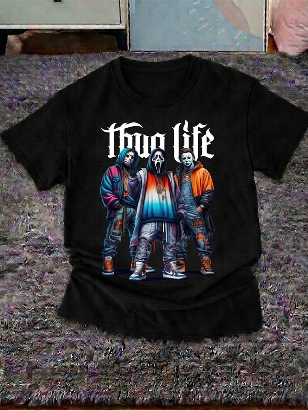 Thug Life Ghostface Crew Streetwear Graphic Tee - Black Unisex